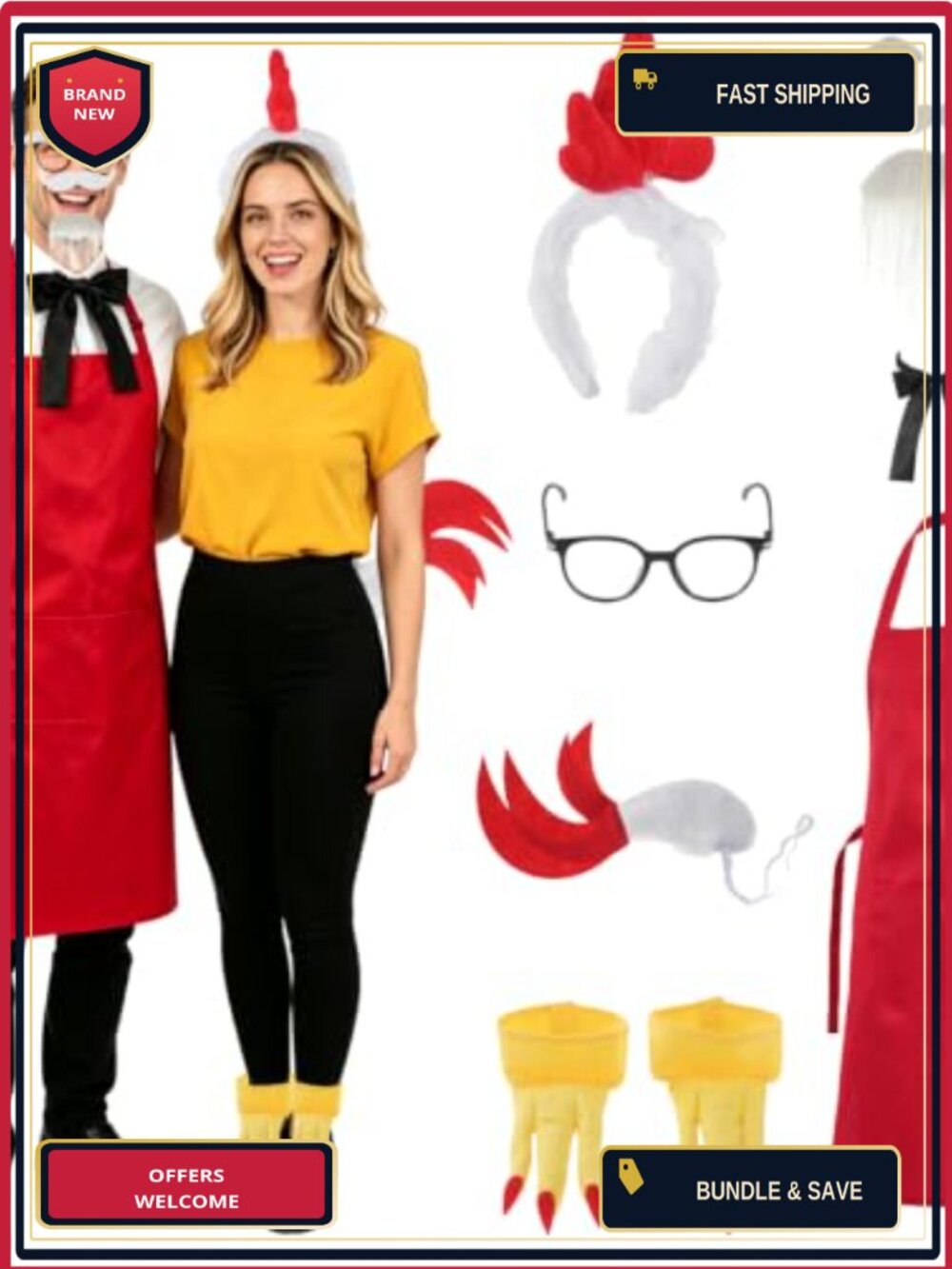 Fast Food Couple Costume Set 10 Pc Halloween Cosplay Accessories Kit